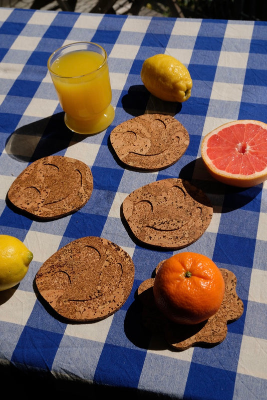 Glasunderlägg 4-pack smiley Happy