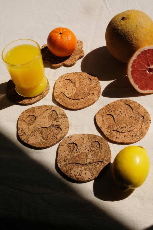 Glasunderlägg 4-pack smiley MIX